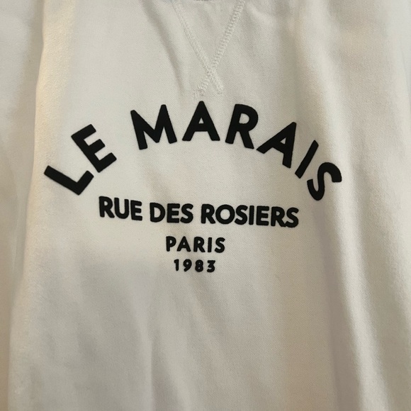 h&m Le Marais White Sweatshirt with Black Text Small - Picture 2 of 3